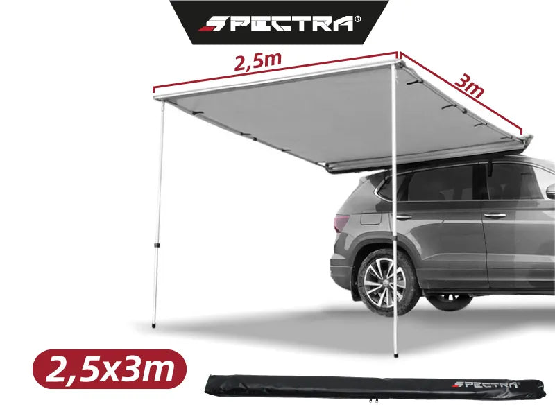 Toldo lateral 2.5×3 metros (Gris y Beige)